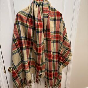 Rampage Festive Red and Cream Plaid Blanket Scarf